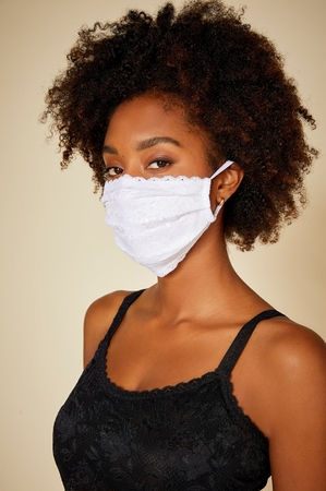 Cosabella Never Say Never Pleated Face Mask, One Size, Style # NEVER9922 cosabella never say never fight covid-19 pleated face mask, one size mask, never9922, cosabella fight covid-19 pleated mask
