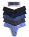 Hanky Panky 5-Pack Low Rise Thong Panties - Dark Neutrals: Black, Navy, Nightshadow Blue, Granite, Dove Grey