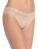Natori Bliss 3-Pack Perfection Lace-Trim Thong in Cafe