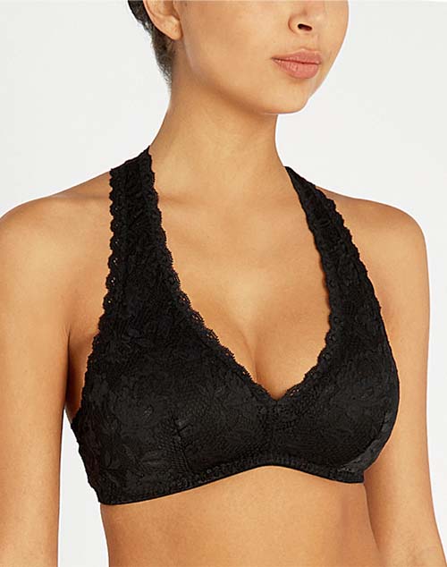 Cosabella Never Say Never Padded Racie Racerback Lace Bralette in Black