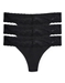 Natori Bliss 3-Pack Perfection Lace-Trim Thong in Black